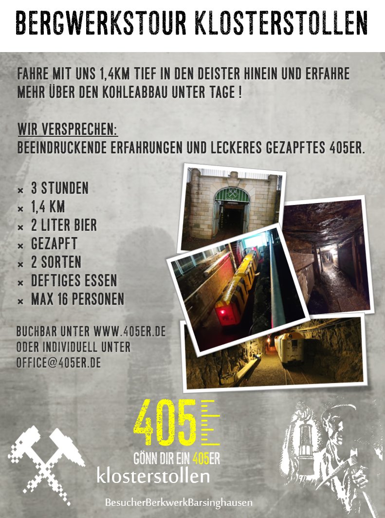 405er Brauerei - Gutschein Bergwerksführung mit Verköstigung in der Sprengstoffkammer - 405er Brauerei